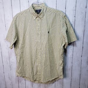 Vintage Ralph Lauren Blake Plaid Short Sleeve Button Down Shirt Size Large.